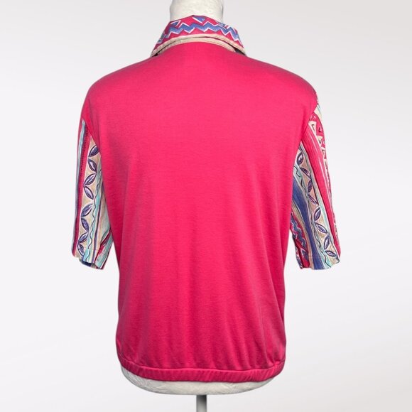 Vintage Koret Petite 90s Pink Tie Front Shirt Short Sleeve Small - Picture 5 of 8